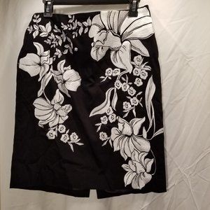 White House Black Market Black Embroidered Skirt